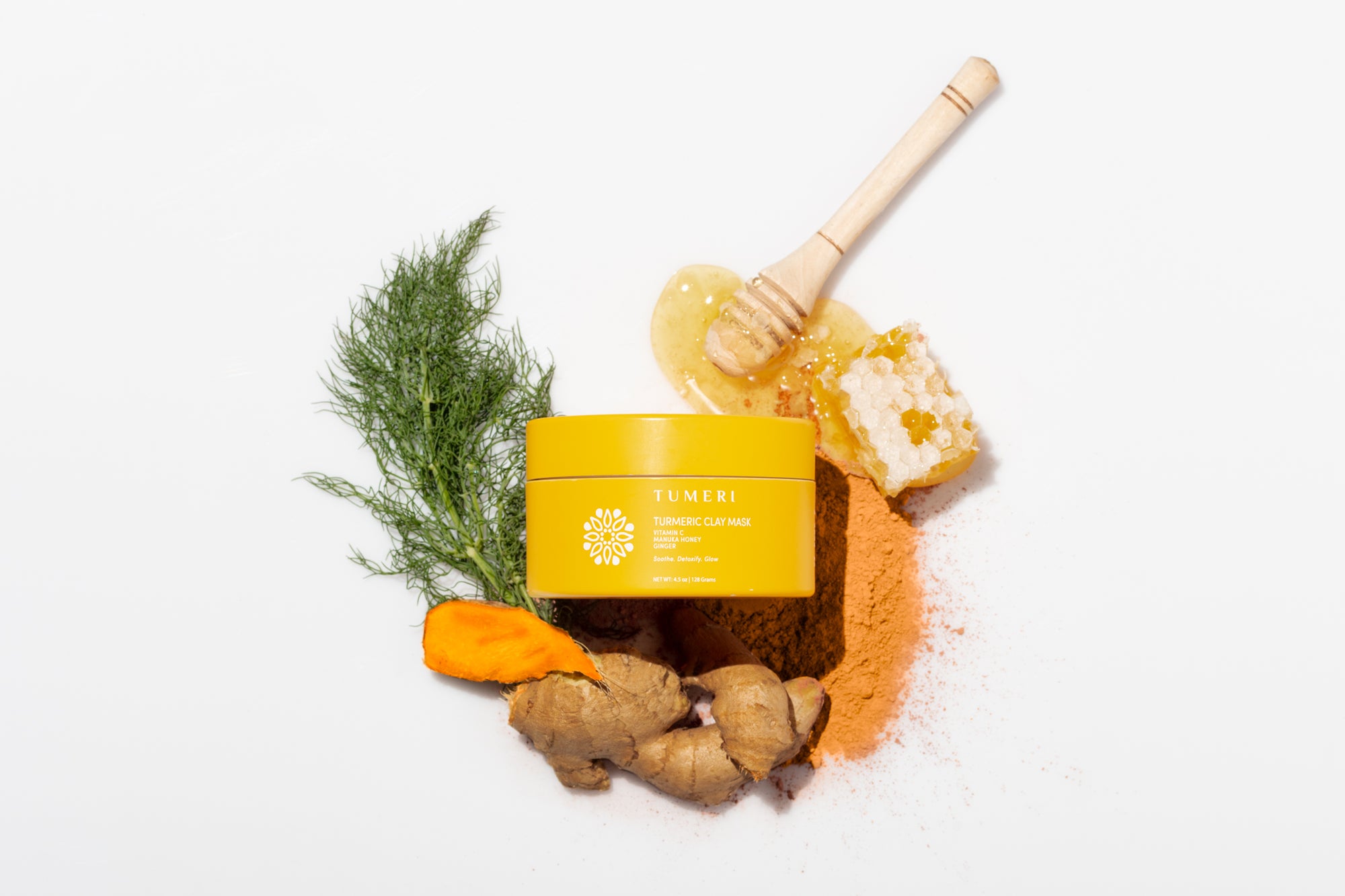 Skincare product shot with honey and ginger - mega menu preview