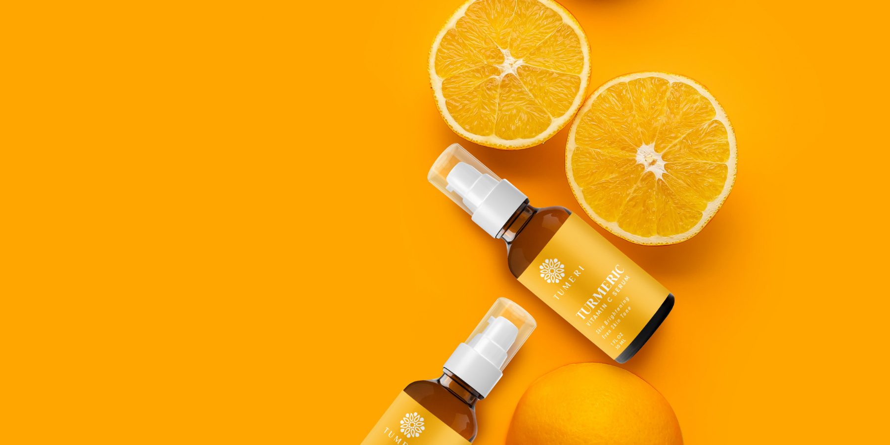 serum bottles with oranges