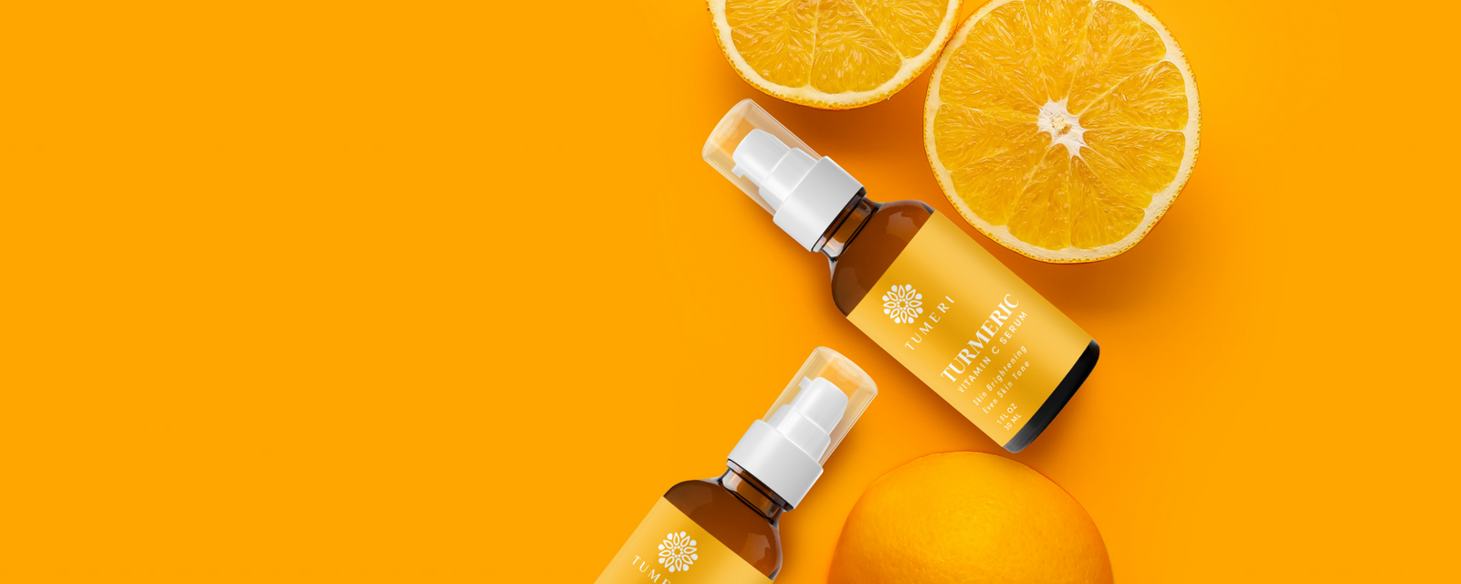serum bottles with oranges